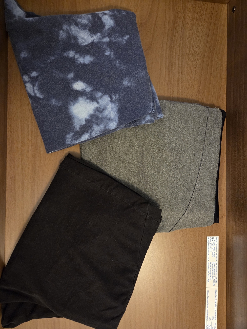 Maternity Leggings Trio in Blue Tie-Dye, Gray, and Black Size L & XL